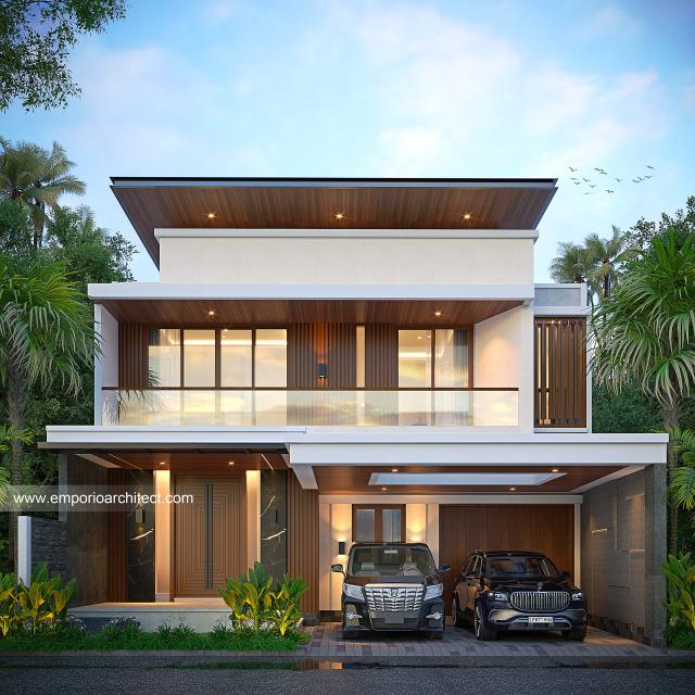 Desain Rumah Modern 2 Lantai Bapak YDH di Bandung - Tampak Depan