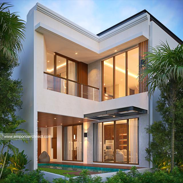 Desain Tampak Belakang Rumah Modern 2 Lantai Bapak YDH di Bandung