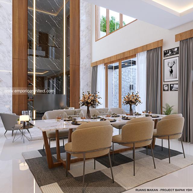 Desain Ruang Makan Rumah Modern 2 Lantai Bapak YDH di Bandung