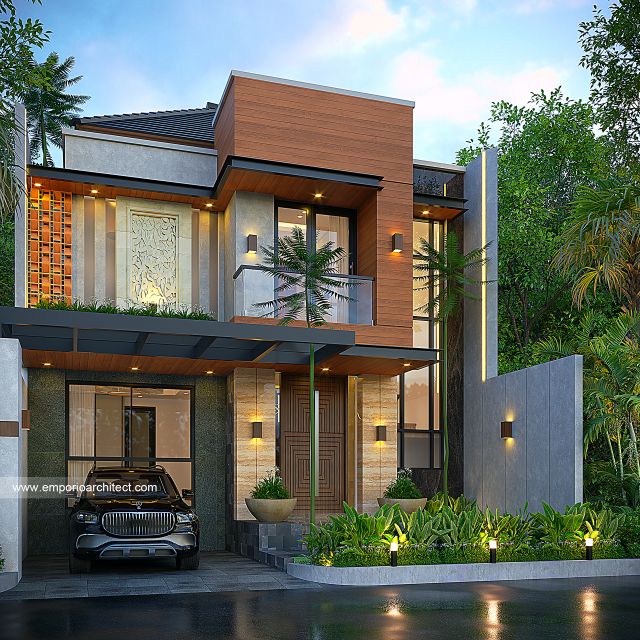 Gambar 2 Desain Rumah Modern 2 Lantai Bapak HRI 1677 di  Pekanbaru, Riau