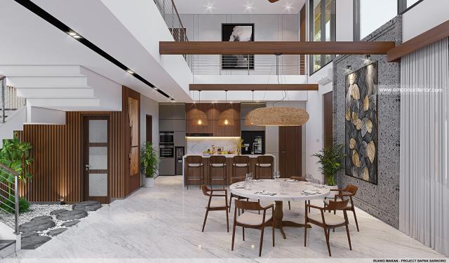 Desain Ruang Makan Rumah Modern 2 Lantai Bapak SKR di Badung, Bali