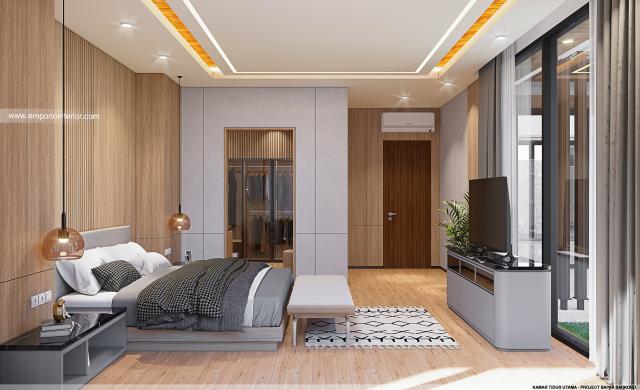 Desain Kamar Tidur Utama Rumah Modern 2 Lantai Bapak SKR di Badung, Bali