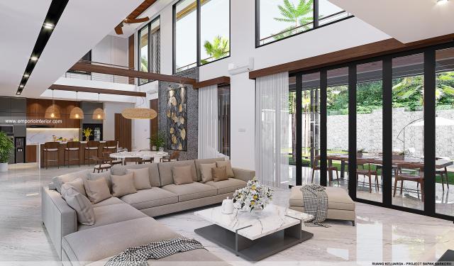 Desain Ruang Keluarga Rumah Modern 2 Lantai Bapak SKR di Badung, Bali