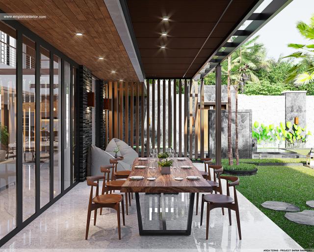 Desain Area Teras Rumah Modern 2 Lantai Bapak SKR di Badung, Bali