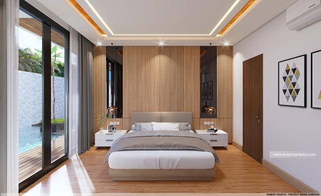 Desain Kamar Tidur 1 Rumah Modern 2 Lantai Bapak SKR di Badung, Bali