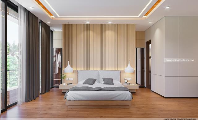 Desain Kamar Tidur 2 Rumah Modern 2 Lantai Bapak SKR di Badung, Bali