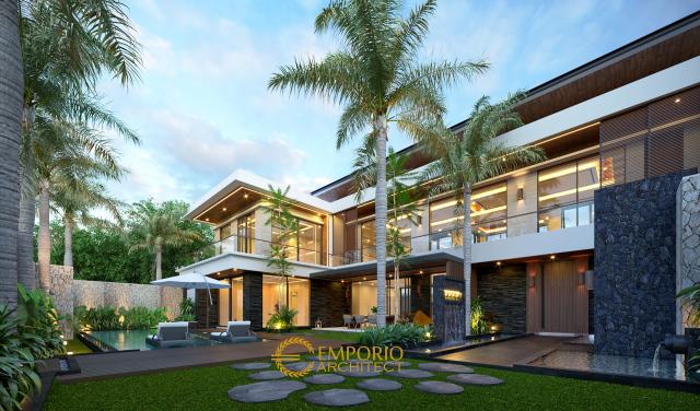 Desain Rumah Modern 2 Lantai Bapak SKR di Badung, Bali - Tampak Depan