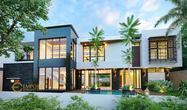 Desain Tampak Belakang Rumah Modern 2 Lantai Bapak SKR di Badung, Bali