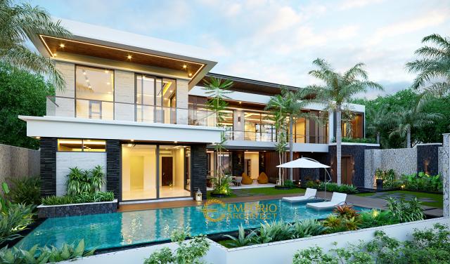 Desain Tampak Belakang 2 Rumah Modern 2 Lantai Bapak SKR di Badung, Bali