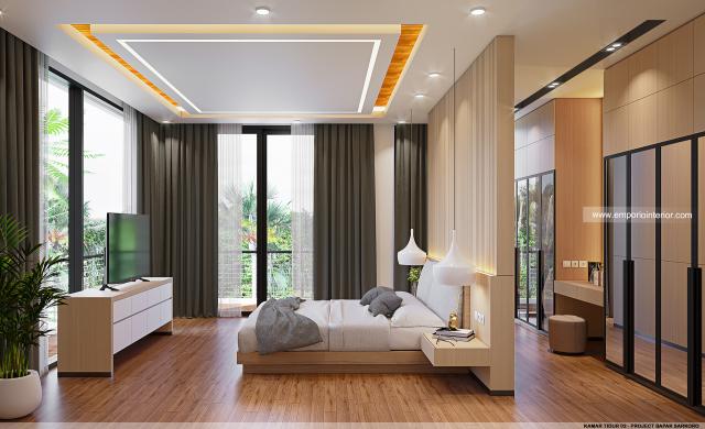 Desain Kamar Tidur 2 Rumah Modern 2 Lantai Bapak SKR di Badung, Bali