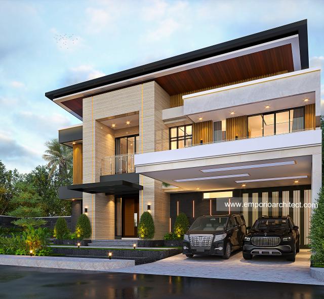 Desain Tampak Depan 2 Rumah Modern 2 Lantai Bapak RDY di Lampung