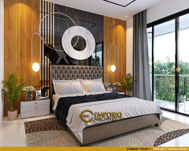 Desain Kamar Tidur 1 Rumah Modern 2 Lantai Bapak RDY di Lampung