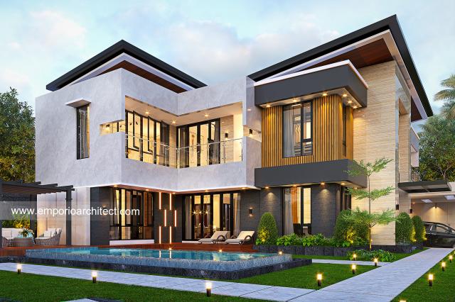 Desain Tampak Samping Rumah Modern 2 Lantai Bapak RDY di Lampung