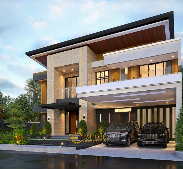 Desain Tampak Depan 2 Rumah Modern 2 Lantai Bapak RDY di Lampung