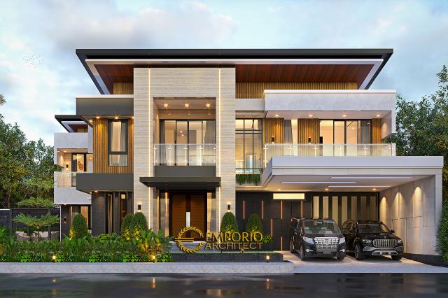 Desain Tampak Depan 3 Rumah Modern 2 Lantai Bapak RDY di Lampung