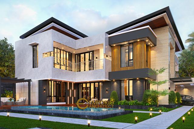 Desain Tampak Samping Rumah Modern 2 Lantai Bapak RDY di Lampung