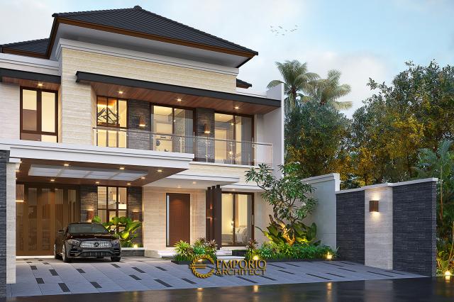 Desain Tampak Depan 2 Rumah Modern 2 Lantai Ibu Andung di Yogyakarta