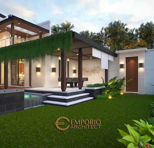 Desain Tampak Detail Belakang Rumah Modern 2 Lantai Ibu Andung di Yogyakarta