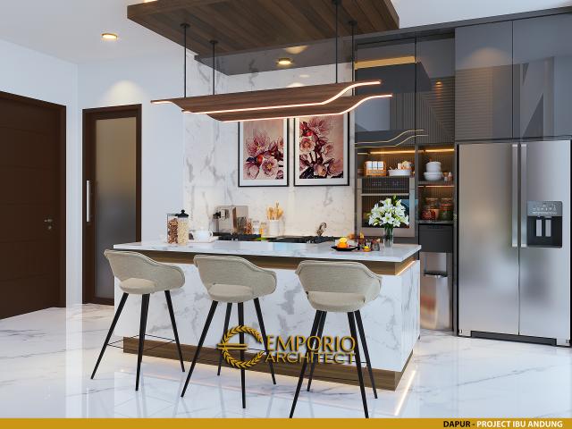 Desain Dapur Rumah Modern 2 Lantai Ibu Andung di Yogyakarta