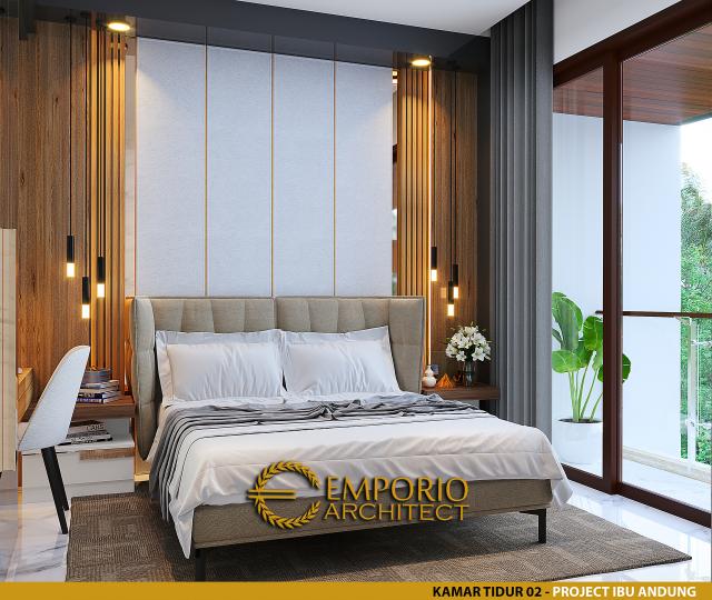 Desain Kamar Tidur 2 Rumah Modern 2 Lantai Ibu Andung di Yogyakarta