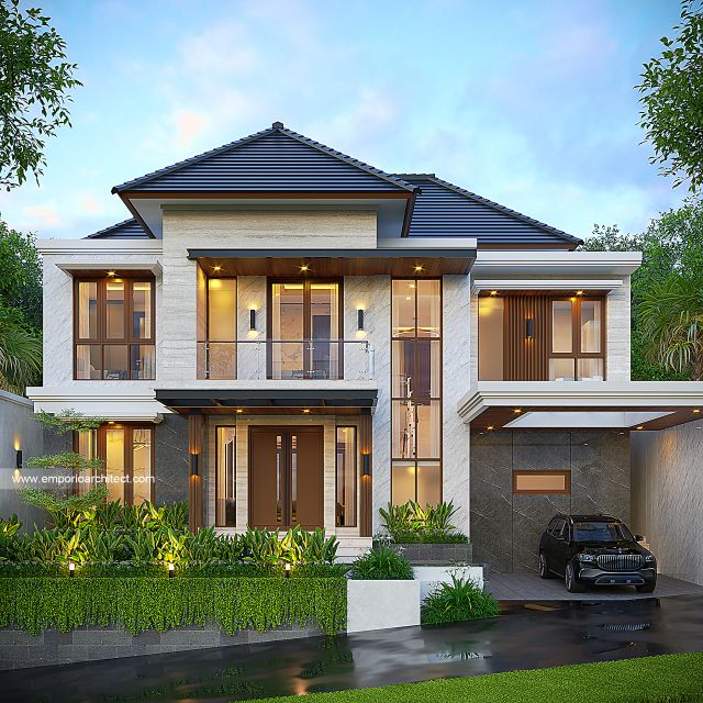 Desain Rumah Modern 2 Lantai Ibu EI di Nusa Dua, Bali - Tampak Depan