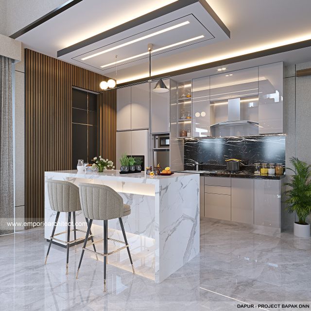 Desain Dapur Rumah Modern 2 Lantai Bapak DNN di Palembang