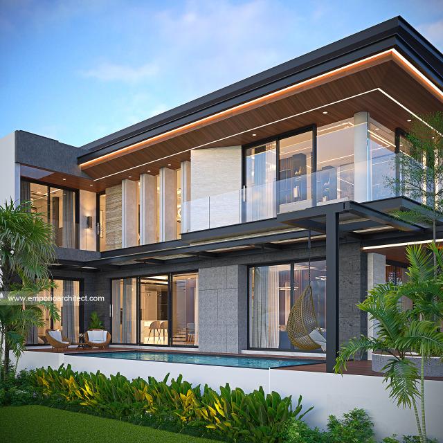 Desain Tampak Belakang Rumah Modern 2 Lantai Bapak DNN di Palembang