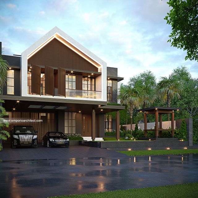 Desain Tampak Depan Rumah Modern 2 Lantai Bapak GLB di Jawa Timur