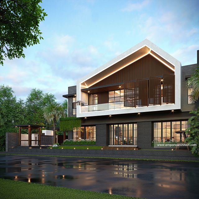 Desain Tampak Samping Rumah Modern 2 Lantai Bapak GLB di Jawa Timur