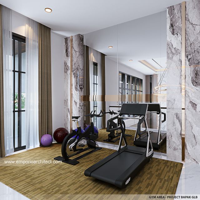 Desain Area Gym Rumah Modern 2 Lantai Bapak GLB di Jawa Timur