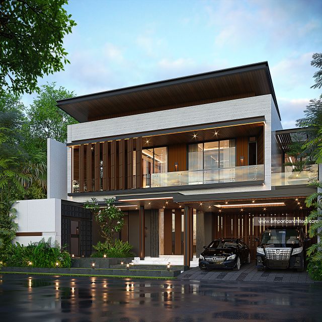 Desain Tampak Depan 3 Rumah Modern 2 Lantai Bapak EWN di Solo (Surakarta)