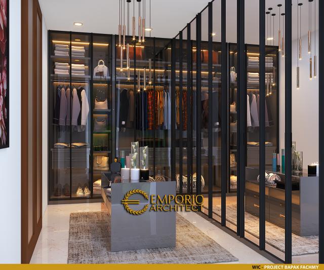 Desain Walk In Closet Rumah Modern 2 Lantai Bapak Fachmy di Bandung, Jawa Barat