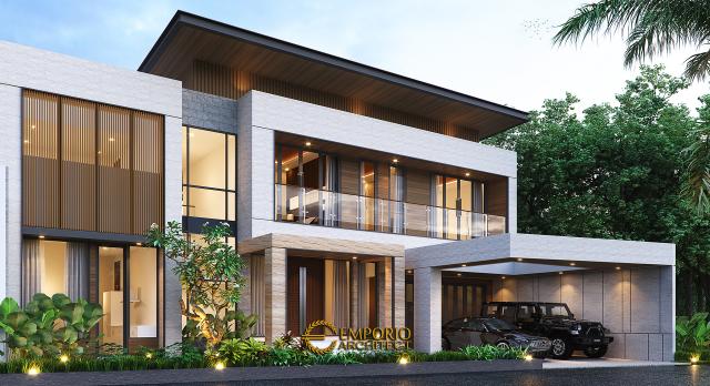 Desain Rumah Modern 2 Lantai Bapak Fachmy di Bandung, Jawa Barat - Tampak Depan Kiri