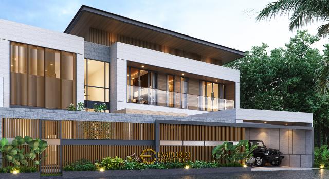 Desain Tampak Depan Dengan Pagar Rumah Modern 2 Lantai Bapak Fachmy di Bandung, Jawa Barat