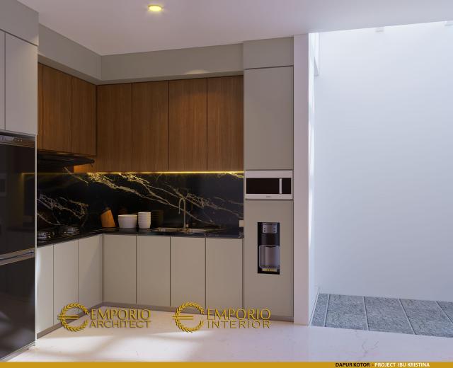 Desain Dapur Kotor Rumah Modern 2 Lantai Ibu Kristina di Semarang, Jawa Tengah