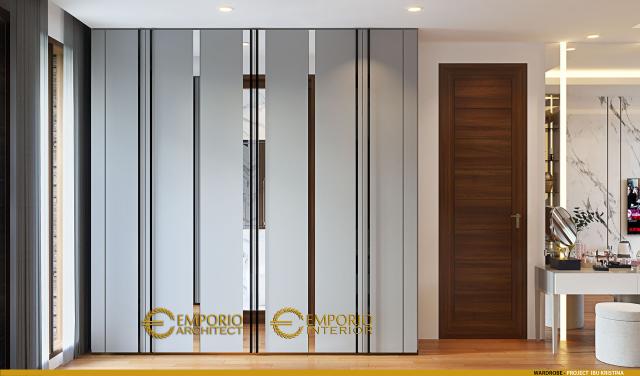 Desain Wardrobe Rumah Modern 2 Lantai Ibu Kristina di Semarang, Jawa Tengah