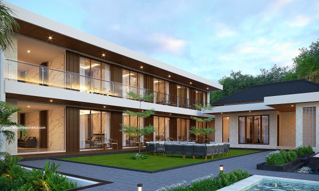 Desain Tampak Belakang 2 Rumah Modern 2 Lantai Bapak SRD di Balikpapan