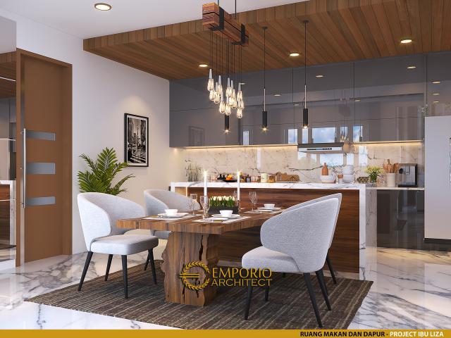 Desain Ruang Makan dan Dapur Rumah Modern 2 Lantai Ibu Liza di Batam