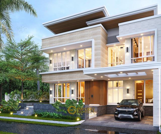 Desain Rumah Modern 2 Lantai Ibu Liza di Batam - Tampak Depan