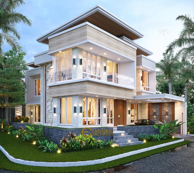 Desain Tampak Hook Rumah Modern 2 Lantai Ibu Liza di Batam