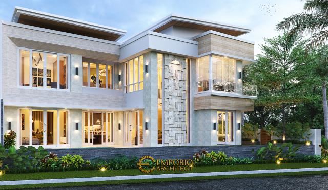 Desain Tampak Samping Rumah Modern 2 Lantai Ibu Liza di Batam