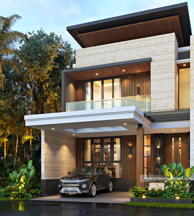 Desain Rumah Modern 2 Lantai Bapak Hendri di Jambi - Tampak Depan