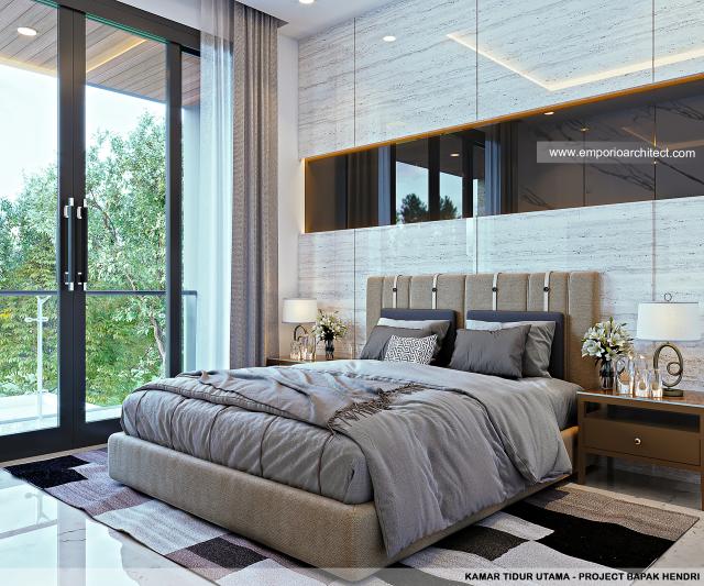 Desain Kamar Tidur Utama Rumah Modern 2 Lantai Bapak Hendri di Jambi