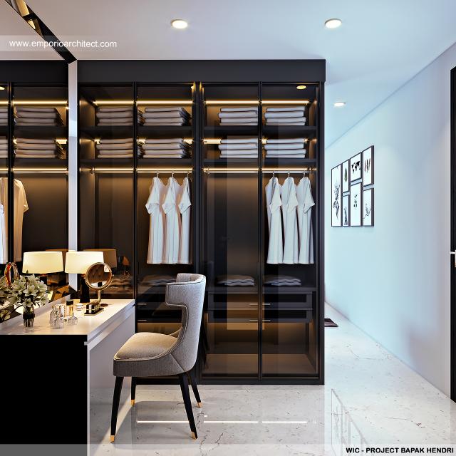 Desain Walk In Closet Rumah Modern 2 Lantai Bapak Hendri di Jambi