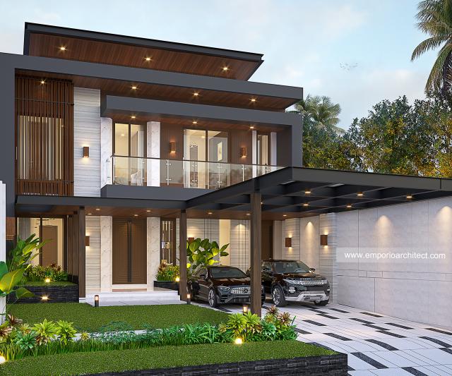 Desain Rumah Modern 2 Lantai Ibu Linda di Yogyakarta - Tampak Depan