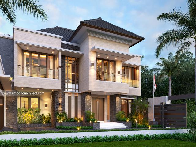 Desain Rumah Modern 2 Lantai Ibu Rizky Kusumawaty Ferdinand di  Palembang