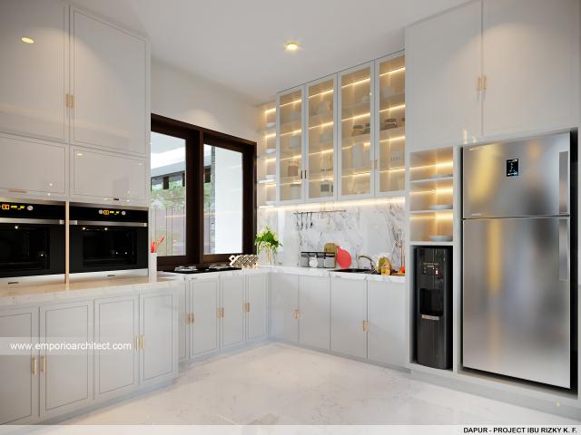 Desain Dapur Rumah Modern 2 Lantai Ibu Rizky Kusumawaty Ferdinand di Palembang