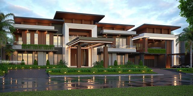 Desain Tampak Depan 2 Rumah Modern 2 Lantai Bapak ADN di Makassar