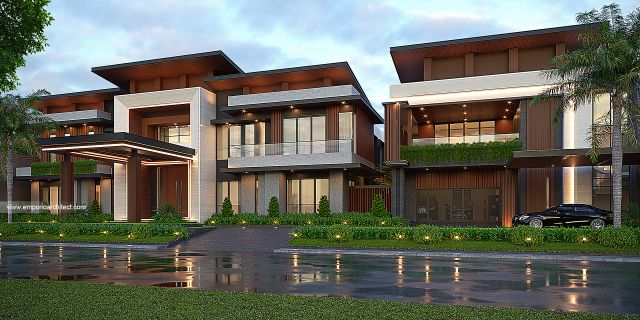 Desain Tampak Depan 3 Rumah Modern 2 Lantai Bapak ADN di Makassar