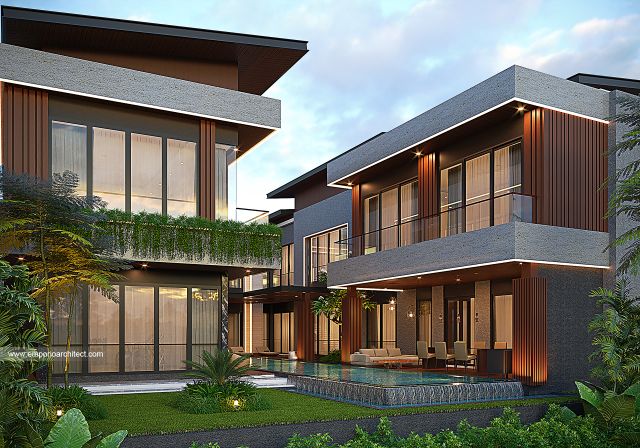 Desain Tampak Samping Rumah Modern 2 Lantai Bapak ADN di Makassar